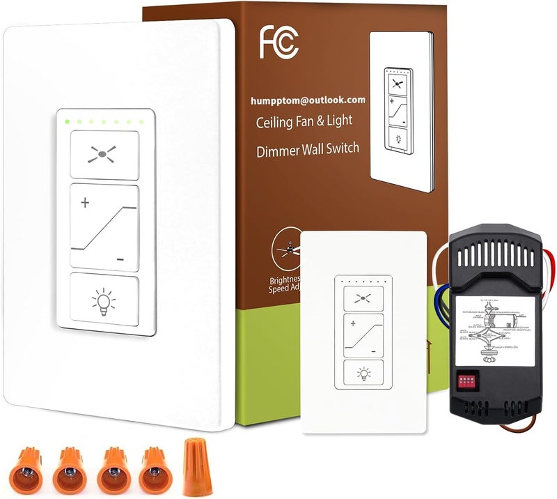 Humpptom Universal Ceiling Fan Remote Control, Ceiling Fan Remote Control Kit and Dimmer Light Switch, Ceiling Fan Wall Switch UC9050T, Fan Remote Control Kit Compatible with Hampton Bay Harbor Breeze Hunter - Image 1